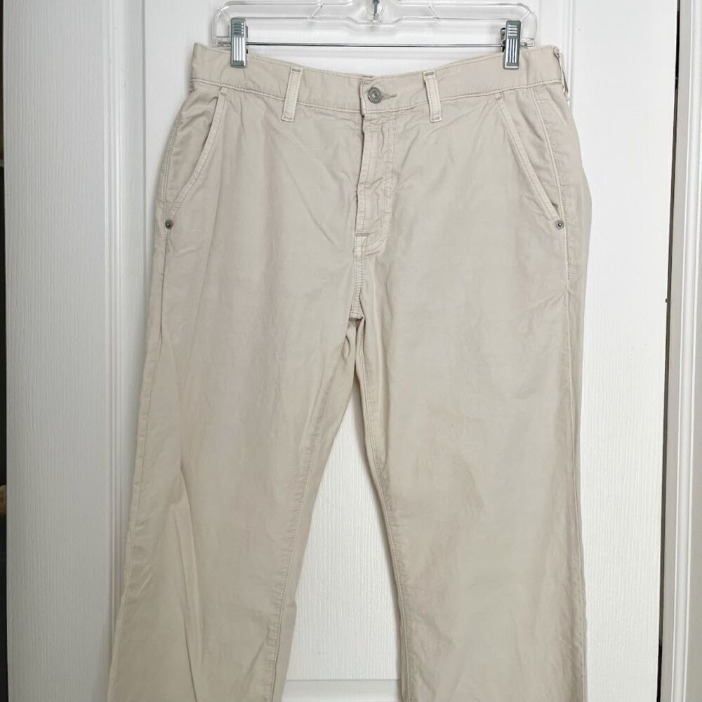 Seven For All Mankind Khaki Cottom Bootcut T6025487U Flat Front Pocket Pants - Picture 3 of 12